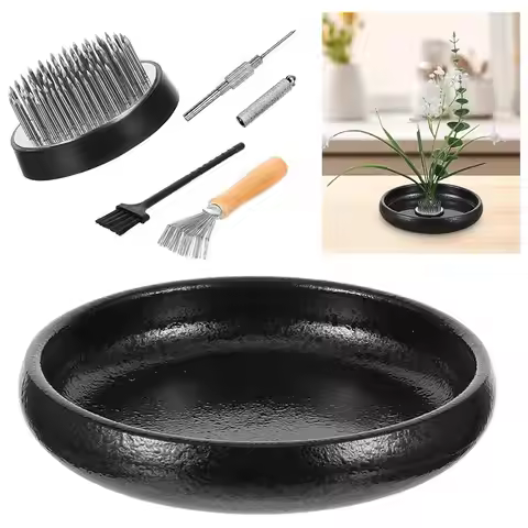 AUAU-Ikebana Vase Kit, Flower Shallow Container Ikebana Vase With 1.8Inch Flower Frog Needle Straigh