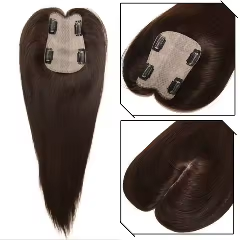 Human Hair Topper 100% Virgin Human Hair for Thinning Hair Silk Base Topper Natural Looking Human Ha