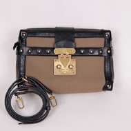 LV soft trunk帆布拼皮petite malle软盒子单肩斜挎包
