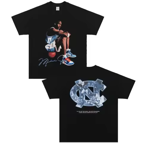 2025 MJ Dan Joe Basketball God Jorda UNC College Period Breathable Printed Short Sleeve Women T-shir