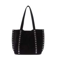 1 Piece Of Large-Capacity Black Stylish Women's Shoulder Bag, Simple Symmetrical Rivet Design Commut