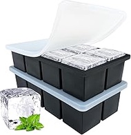 Large Ice Cube Tray for Whiskey: 2inch Large Square Ice Grid Big Silicone Ice Trays - 2Pack Silicone