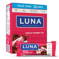 LUNA Bar - Chocolate Peppermint Stick - Gluten-Free - Non-GMO - 7-9g Protein - Made with Organic Oat