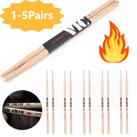 1-5Pair Drumsticks 5A/7A Hickory Drumsticks Mallets Jazz Drum Sticks Percussion Classic Drum Stick f