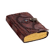 Hocus Pocus Book of Spells Leather Journal Third Eye Deckle Edge Paper Grimoire Journal Vintage Book