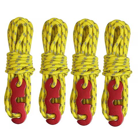 4 Outdoor Tent Ropes Reflective Ropes Canopy Ropes Reinforced Windproof Ropes with Buckles To Ensure