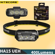 【SG MALL】NITECORE HA15 UHE Headlamp 400Lumens 6*NiteLab UHE LEDs Include Battery For Camping, Hiking