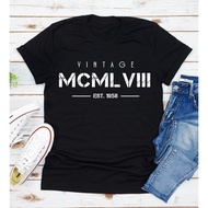 Born In 1958 T Shirt Roman Numerals Year Of Birth 64Th Birthday Gift