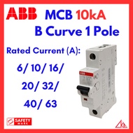 ABB MCB 10kA B Curve 1Pole (6/ 10/ 16/ 20/ 32/ 40/ 63 A) Miniature Circuit Breaker