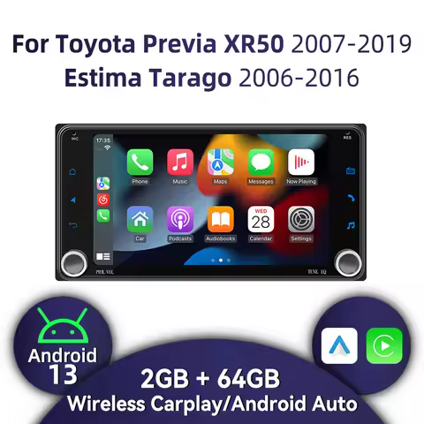 2Din Android Radio for Toyota Previa XR50 2007-2019 Estima Tarago 2006-2016 7" Carplay Car Multimedi