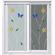 Global House WINDOW ASIA (ECO 60-100) หน้าต่าง UPVC บานเลื่อน SS+เหล็กดัดลายผีเสื้อ (color) 120X110 ซม. สีขาว พร้อมมุ้ง  รับประกันของเเท้!