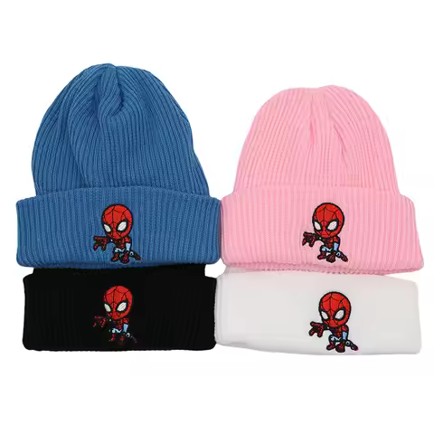 New Marvel Winter Autumn Cashmere Hats Outdoor Casual Keep Warm Solid Color Spiderman Cashmere Knitt