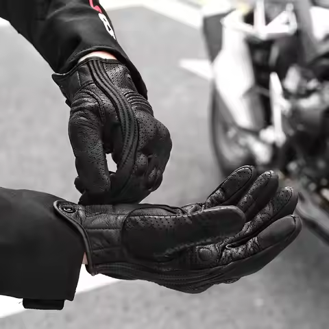 Retro Leather Motorcycle Gloves Summer Breathable Motocross Gloves Men Biker Cycling Gloves Touch Sc