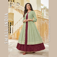 {**ส่งฟรี**} SMALL INDIA 🦚 Gown Kurti With Kotti ชุดเดรส 🦚 Gown Dress