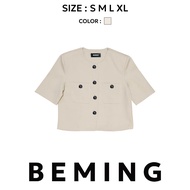 Bemingtop1023(S-XL)-BMG Clean Worker –เสื้อเชิ้ต 2 กระเป๋า กระดุมโลโก้ BMG ที่ใส่แล้วดูมีดีเทล