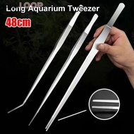 TANLOOP 1Pcs Water Grass Clip, Long Tong 48cm Aquarium Tweezer,  Stainless Steel Fish Tank Cleaning 