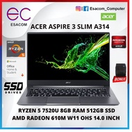 LAPTOP ACER A314 RYZEN 5 7520 RAM 8GB 512 SSD WIN 11 14 INCH