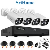 SriHome 1080P 4CH XVR DVR CCTV Camera Coaxial Monitoring System – Night Vision, 2-Way Audio, Plug & 