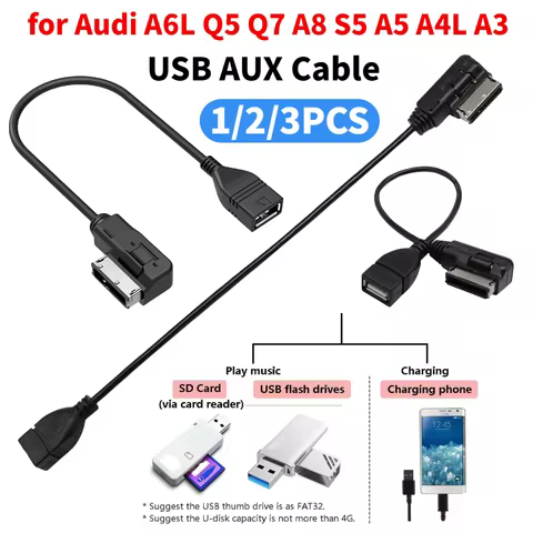 1-3PCS AMI MMI USB AUX Cable Music MDI MMI AMI To USB Female Interface USB Aux Cable Adapter for Aud