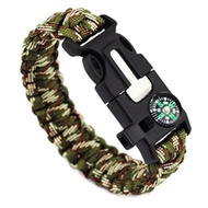 5 In 1 Outdoor Survival Gear Escape Bracelet Flint Whistle Compass Scraper