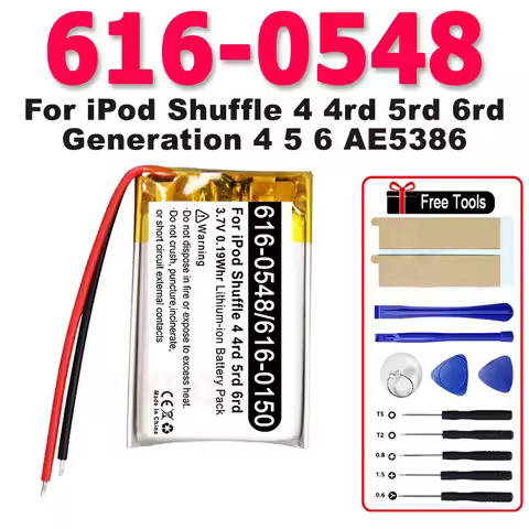 With Tools 616-0548 0.19Whr 3.7V Battery Replacement For ipod Shuffle 4rd 5rd 6rd Generation 4 5 6 A