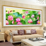 5D DIY Diamond Painting Full Round Diamond Living Room Lotus Landscape Rhinestone Diamond Embroidery Beads Painting