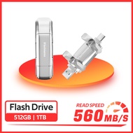 Glorimemo New Design Solid State Flash Drive USB 3.2 Gen 2 Type-C 2 in 1 High Speed Pen Drive 512GB 