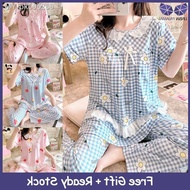 【pajamas】 ❤(LinBai)L-4XL Wear To 90kg women's pyjamas seluar tidur wanita piyama set wear baju tidur plus size gift Christmas Gift