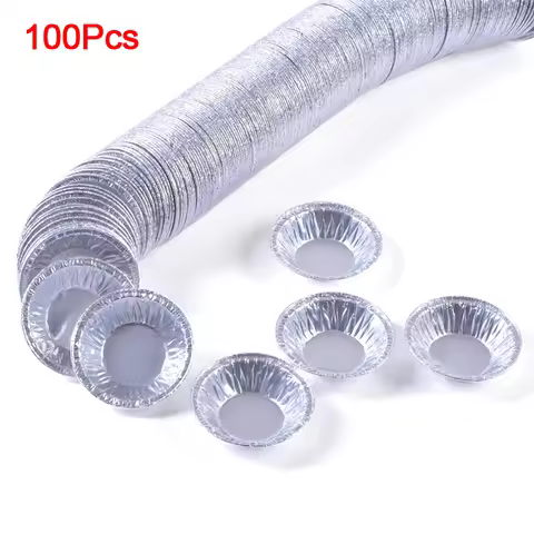 100pc Round Aluminum Foil Portuguese Egg Tart Base Baking Mold Cookie Muffin Egg Tart Fresh Disposab