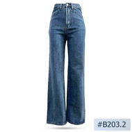 กางเกงยีนส์ผู้หญิงทรงกระบอก Niyom jeans นิยมยีนส์ สียีนส์ ผ้าไม่ยืด เอวสูง เป้า 12 นิ้ว รุ่น B203.2