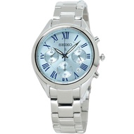 100% Genuine Seiko Womens Lukia Chronograph SRWZ05P1 SRWZ05 SRWZ05P Light Blue Dial Stainless Steel Watch