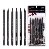 6pcs Woodless Charcoal Pencil Set,Including HB/2B/4B/6B/8B/EE, Non-wood Graphite and Charcoal Pencil
