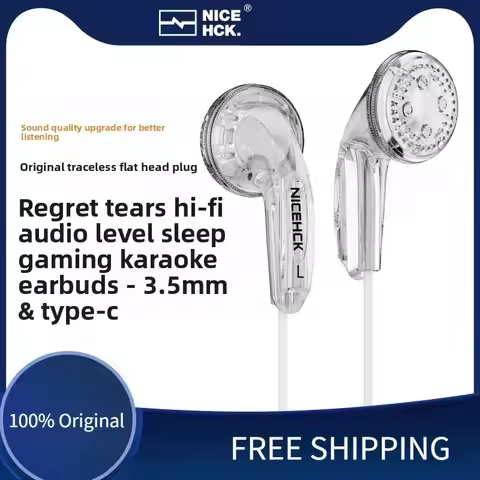 NICEHCK Traceless Vido 3.5mm/TYPE-C Earbud 15.4mm Dynamic In Ear Monitor Earphones Bass Earbuds Spor