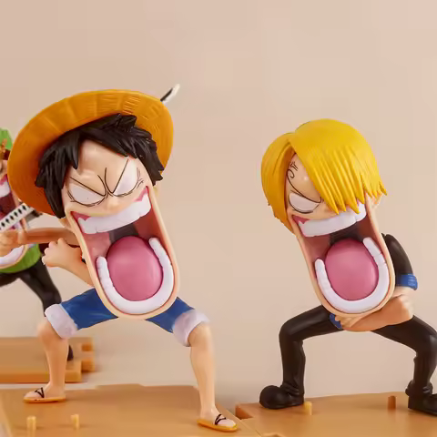 Anime Yamato Cute One Piece Hungry Sanji Luffy Figures GK Roronoa Zoro Figurine Law Sitting Toys Bon