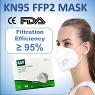 A&amp;F 10PCS KN95 FFP2 SOFT &amp; COMFORT MEDICAL GRADE 5PLY ADULT FACE MASK, A&amp;F FFP2 医用级别KN95口罩