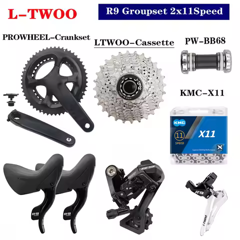 LTWOO R9 Road Bike Gearbox Kit + Chain + 11V Flywheel + RPM170-50/34T Crankset 2x11 speed Suitable w
