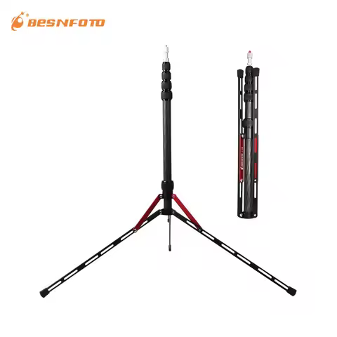 Besnfoto C-5188 Camera Tripod With 1/4 Screw Carbon Fiber Light Stand For Studio Softbox Flash Umbre