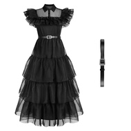 Wednesday Addams Cosplay Dress For Girl Kids Movie Wednesday Cosplay Costumes Black Gothic Dresses H