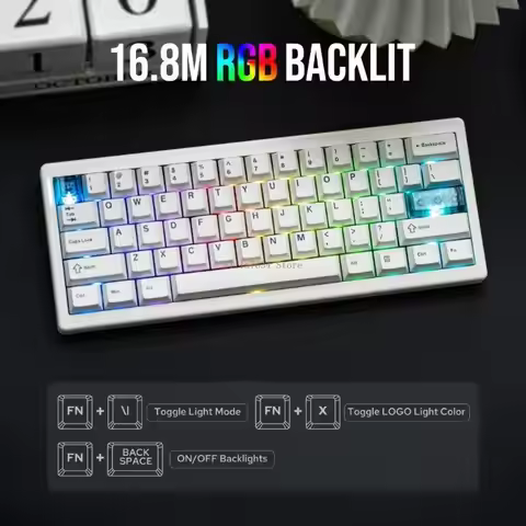 QK61 V2 Gaming Keyboard with 60 Percent Layout Hot Swappable and 3000mAh Long Time Use Battery with 