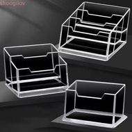 SHOOGMY 1Pcs Bussiness Card Holder,  Transparent 1/2/3 Grids Business Card Box, Display Stand Acryli