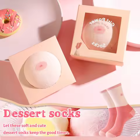 1 Pair of Mid-Calf Socks for Men and Women, Novelty and Fun Colorful Dessert Gift Box Socks, Europea