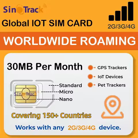 SinoTrack Global M2M 1 Year Card SIM Card 2G 3G 4G 30MB Per Month for GPS Tracker Tracking Device Sm