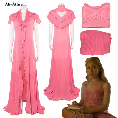 Wicked Glinda Cosplay Costume Pink Dresses Top Clothes For Women Adult Party Disguise Roleplay Hallo
