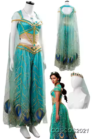 Princess Peacock Cosplay Role Play 2019 Movie Naomi Scott Costume Disguise Adult Women Fantasy Fancy