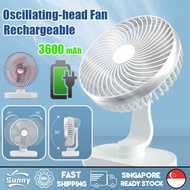 [SG Seller] Wireless Auto Rotatable Table Fan USB Rechargeable Desk Mini Fan Laptop Cooler Cooling Portable Office Fan