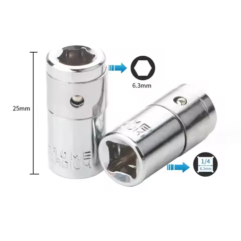 2PCS 1/4 Square Drive To 1/4 Hex Shank Socket Bits Converter Screwdriver Holder 1/4" Square Drive To