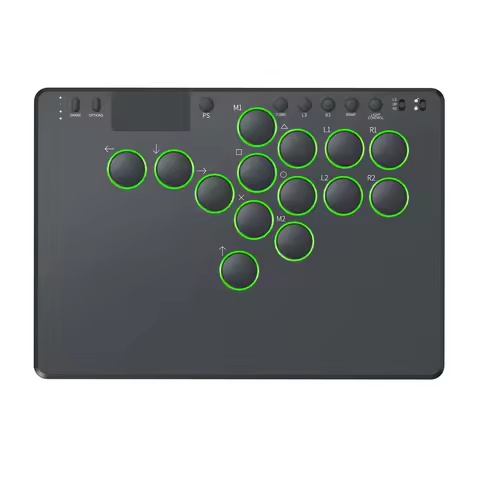 14 Keys Black Fighting Game Keyboard with RGB Arcade Fighting Stick Supports Hot Swap for Switch/Pla