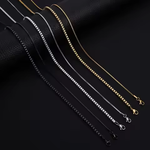 HIYEE 1.5 To 3 MM Thick Stainless Steel Box Chain Necklaces For Men And Women Jewelry Link Chokers W