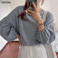 Korean Style Baju T Shirt Perempuan Lengan Panjang Plus Size Women Clothes Tops Casual Loose Plain Shirt Long Sleeve