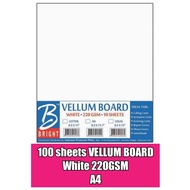 100 pcs Vellum Board Specialty Paper A4 Size 220gsm